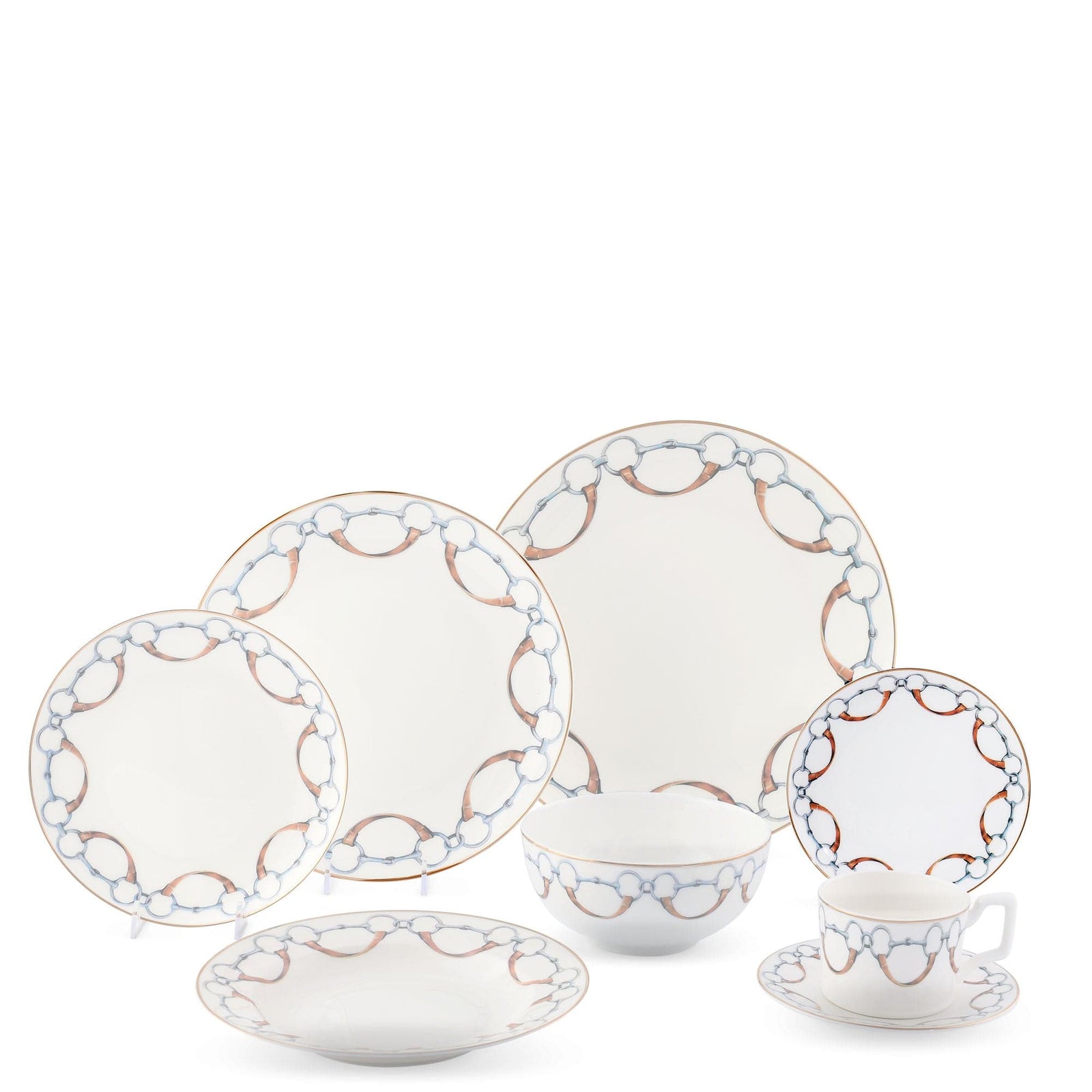 Vagabond House Equestrian Wellington Bit Pattern Bone China Round Bread Plate