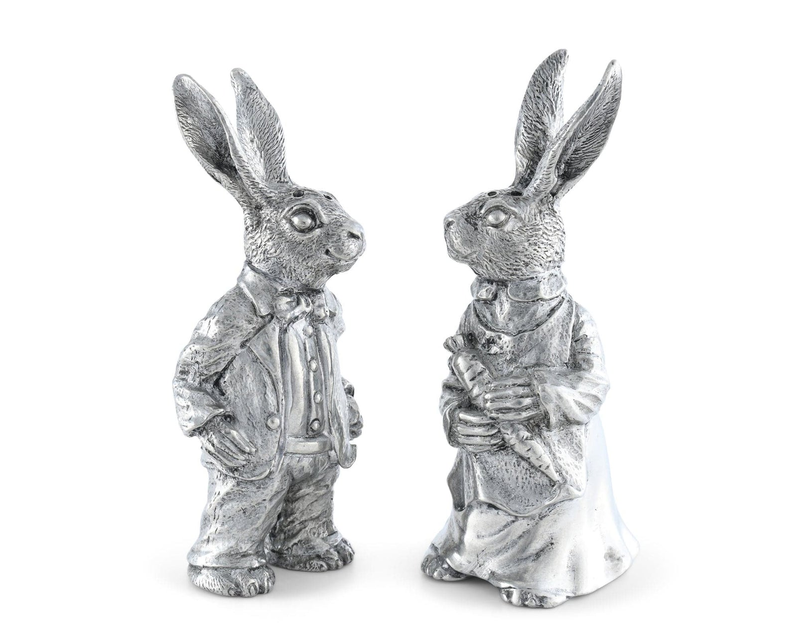 Vagabond House Garden Friends Dressed Rabbits Salt & Pepper Set