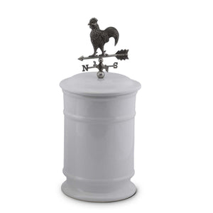 Vagabond House Garden Friends Tall Rooster Weathervane Stoneware Canister