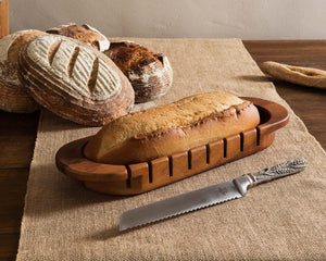 Vagabond House Harvest Oval Bread Board with Pewter Wheat Knife