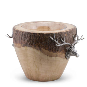 Vagabond House Lodge Style Natural Log Elk Ice Bucket