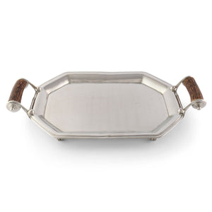 Vagabond House Lodge Style Parlor Tray with Composite Antler Handles