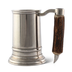 Vagabond House Lodge Style Straight English Pewter Mug Composit Antler Handle