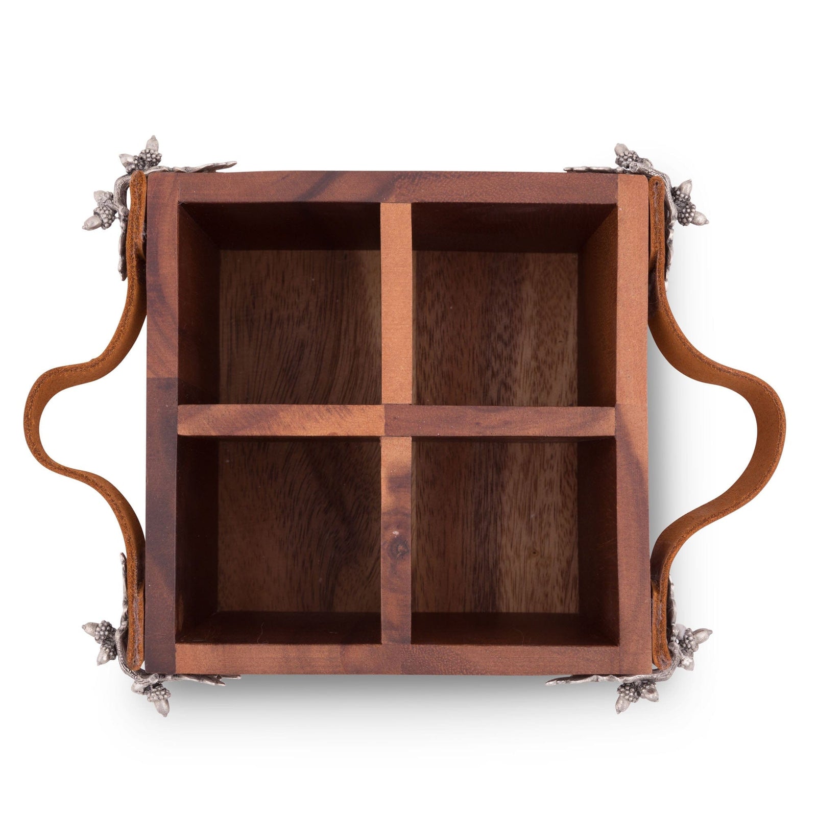 Vagabond House Majestic Forest Acorn Oak Leaf Flatware Caddy - Square Box Wood