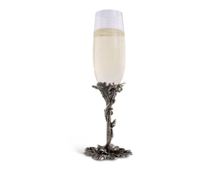 Vagabond House Majestic Forest Acorn & Oak Leaf Pewter Champagne Flute