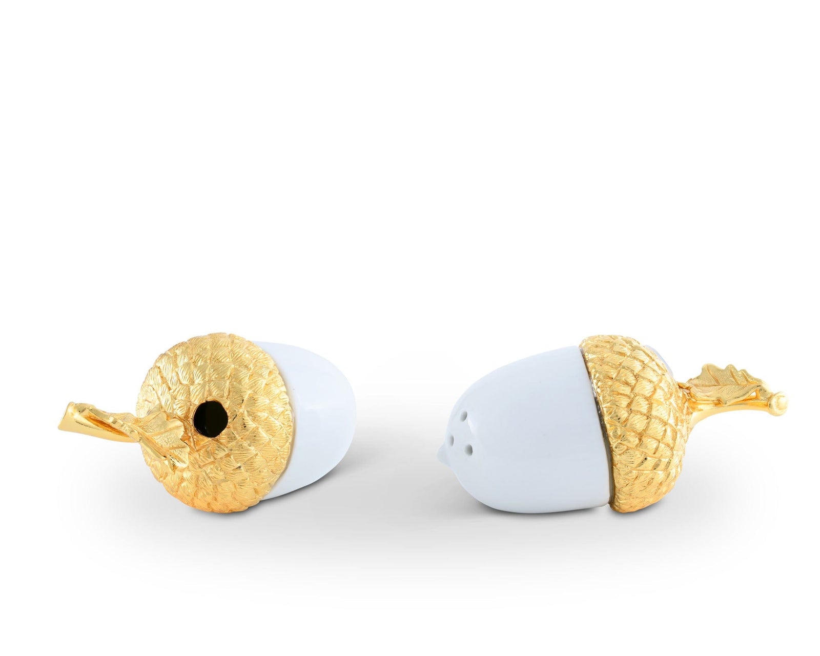 Vagabond House Majestic Forest Porcelain Salt and Pepper - Acorn Gold Leaf