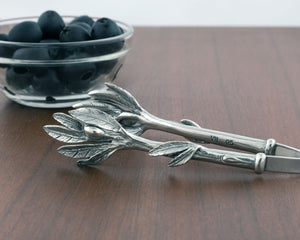 Vagabond House Olive Grove Pewter Olive Pattern Nuts and Olives Tongs