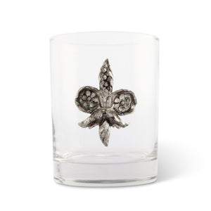 Vagabond House Provencal Fleur de Lys Double Old Fashion Bar Glass