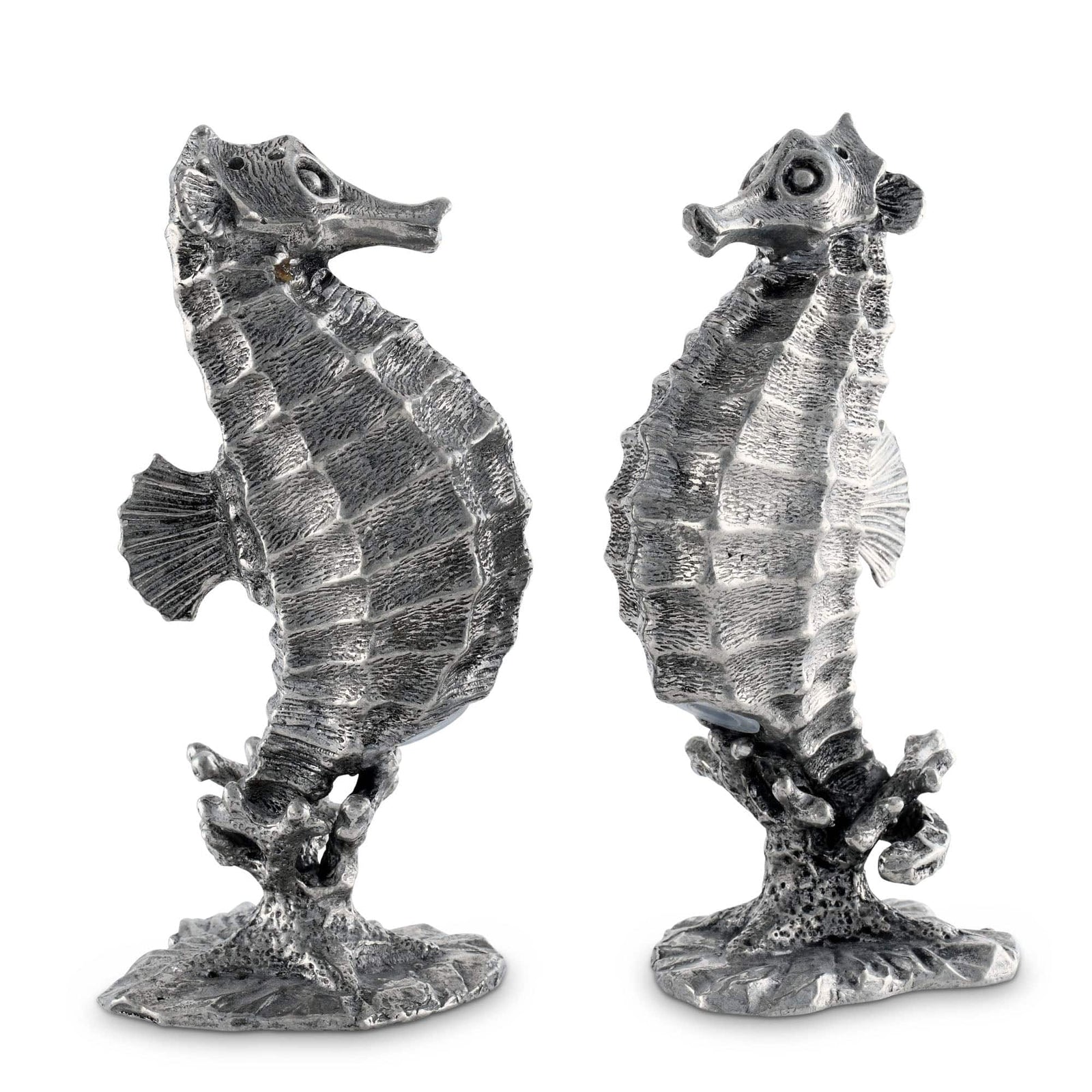 Vagabond House Sea and Shore Pewter Seahorses Salt & Pepper Set