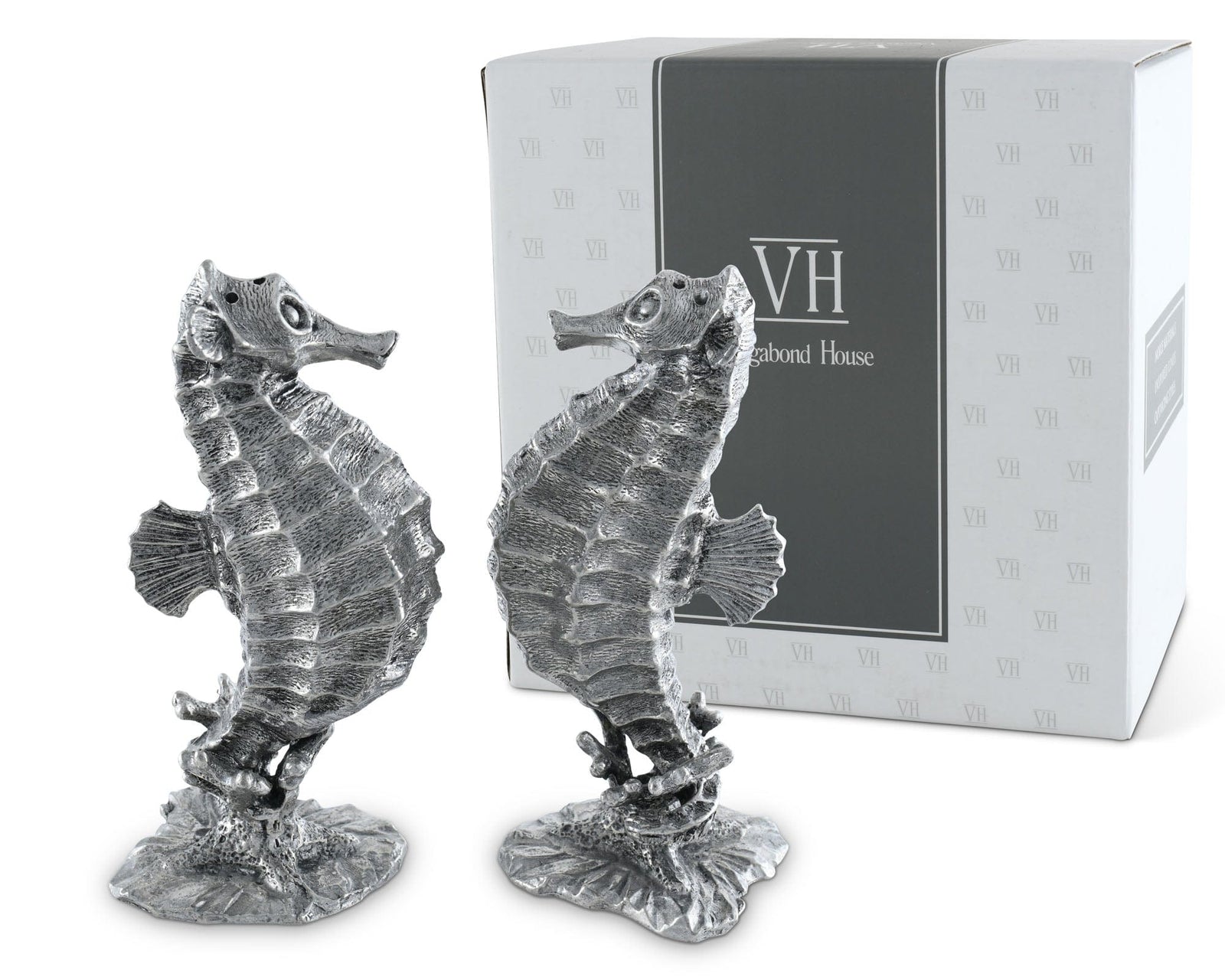 Vagabond House Sea and Shore Pewter Seahorses Salt & Pepper Set