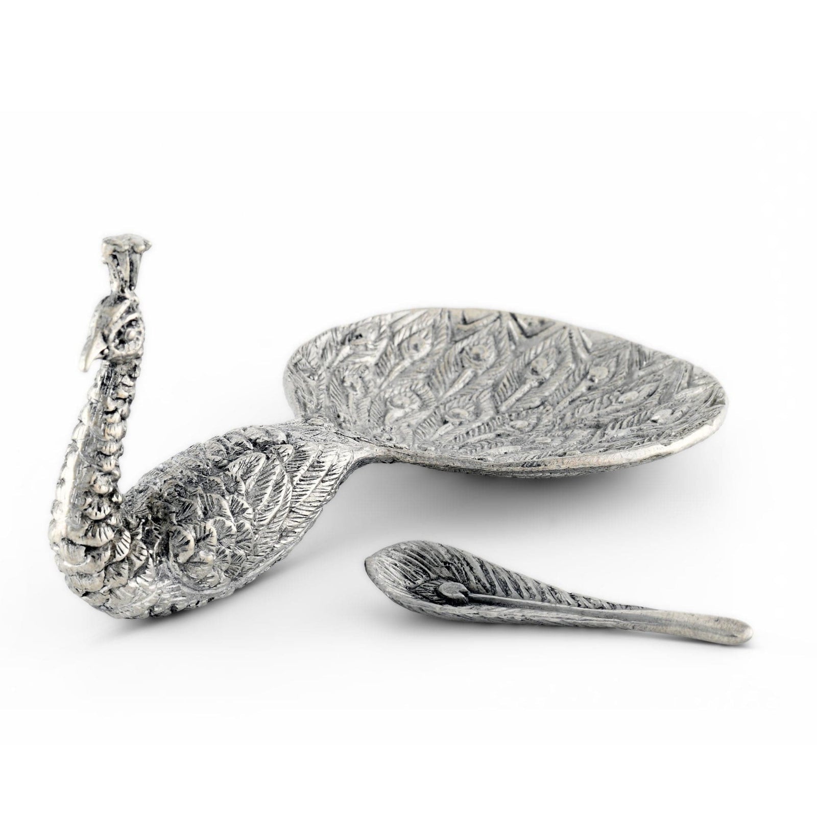 Vagabond House Song Bird Pewter Peacock Salt Cellar