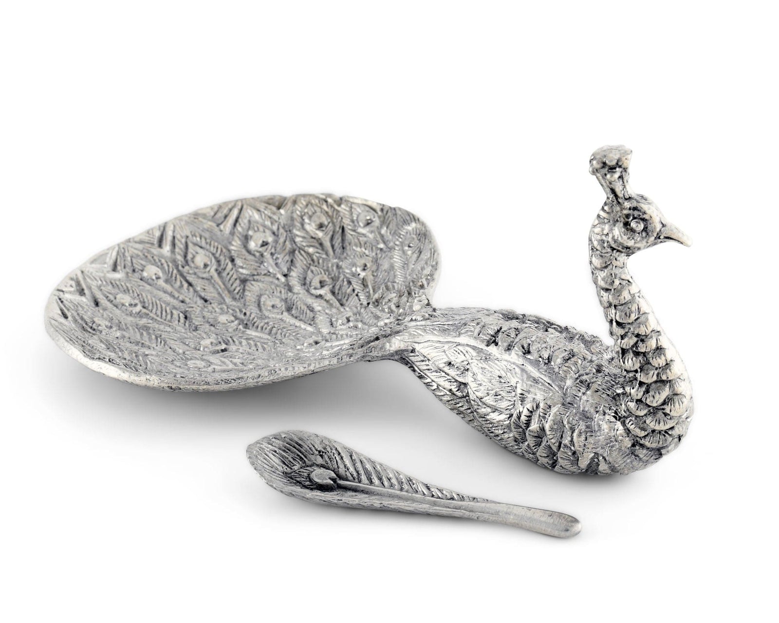 Vagabond House Song Bird Pewter Peacock Salt Cellar
