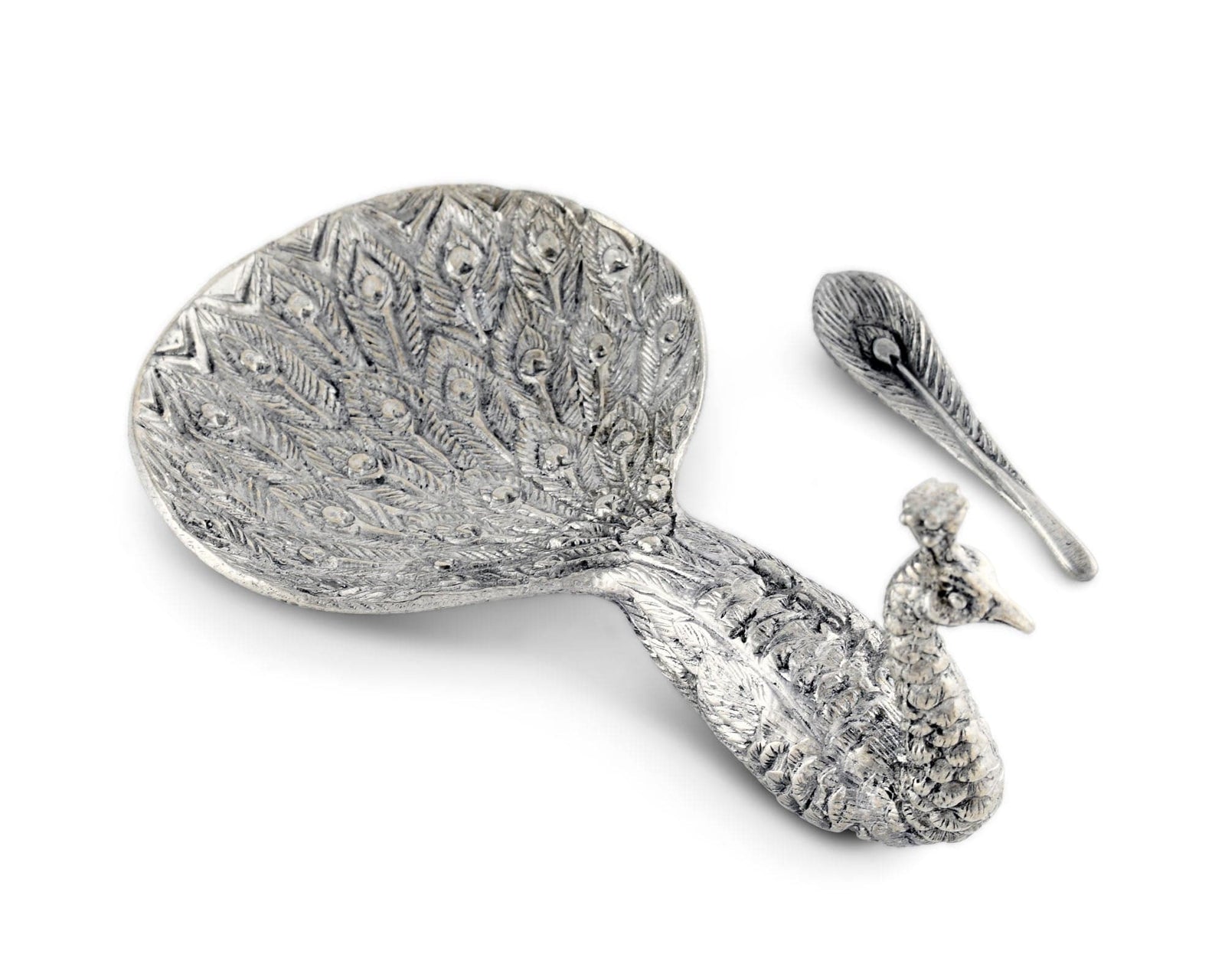 Vagabond House Song Bird Pewter Peacock Salt Cellar