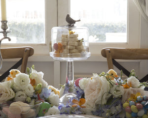 Vagabond House Song Bird Tall -  13" H x 6" D Song Bird Glass Covered Cake / Dessert Stand