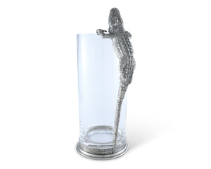 Vagabond House Tropical Tales Glass Pitcher Pewter Alligator Handle