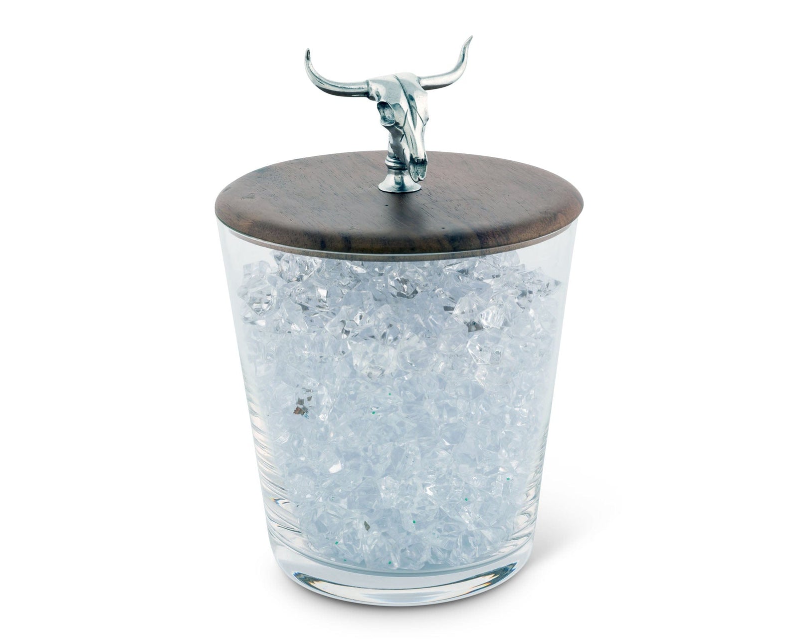 Vagabond House Western Frontier Hand Blown Glass Ice Bucket with Cow Skull Knob