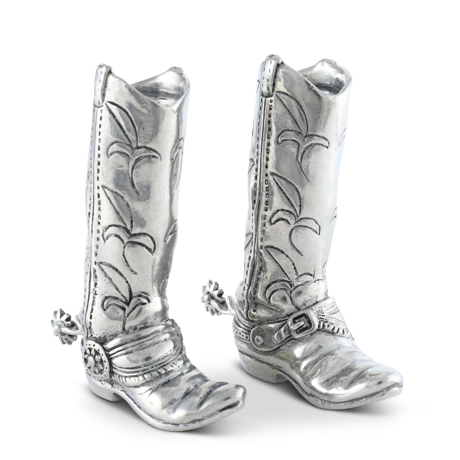 Vagabond House Western Frontier Pewter Cowboy Boot Salt & Pepper Set