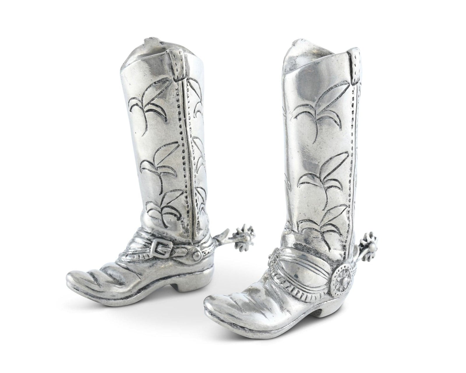 Vagabond House Western Frontier Pewter Cowboy Boot Salt & Pepper Set