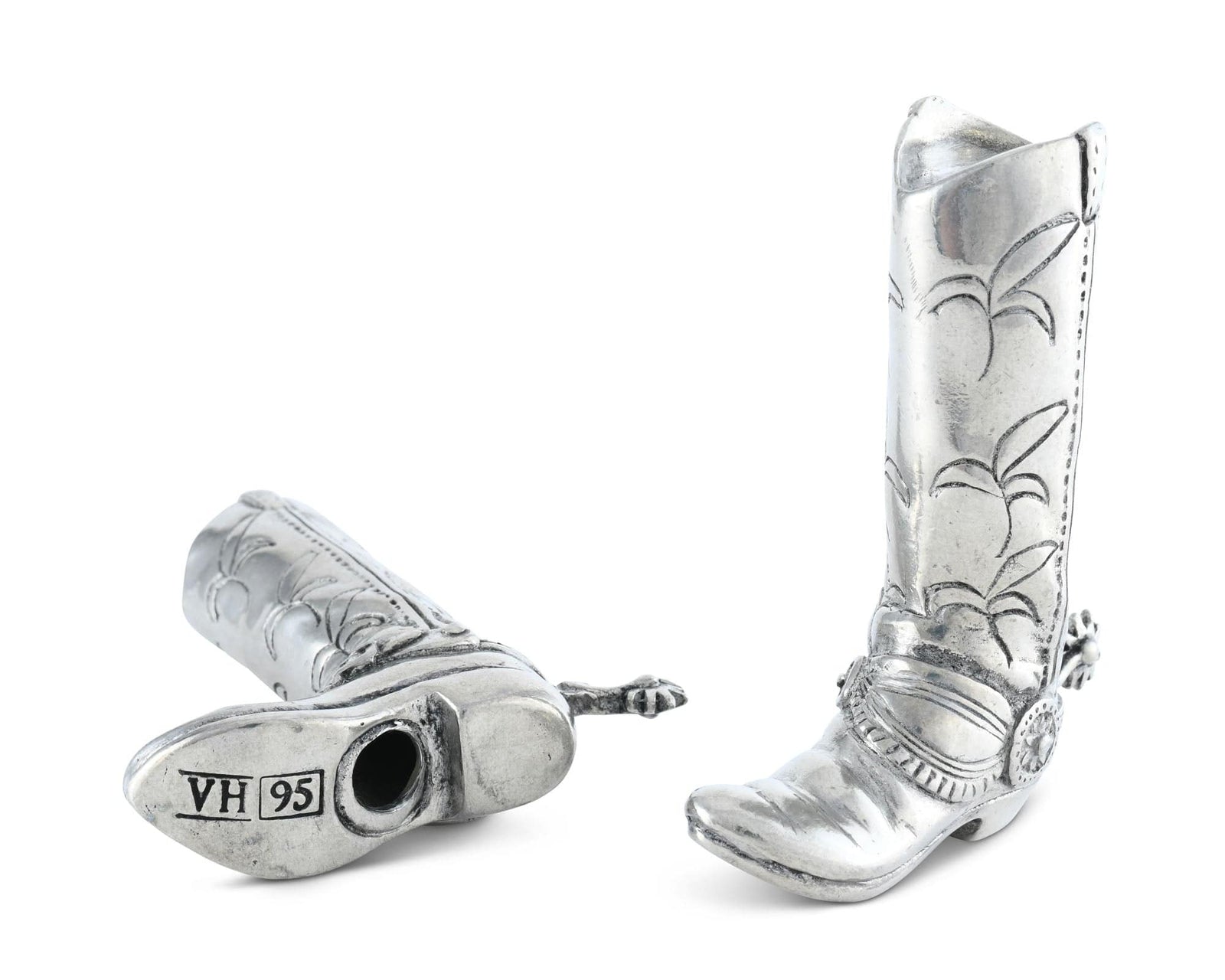 Vagabond House Western Frontier Pewter Cowboy Boot Salt & Pepper Set