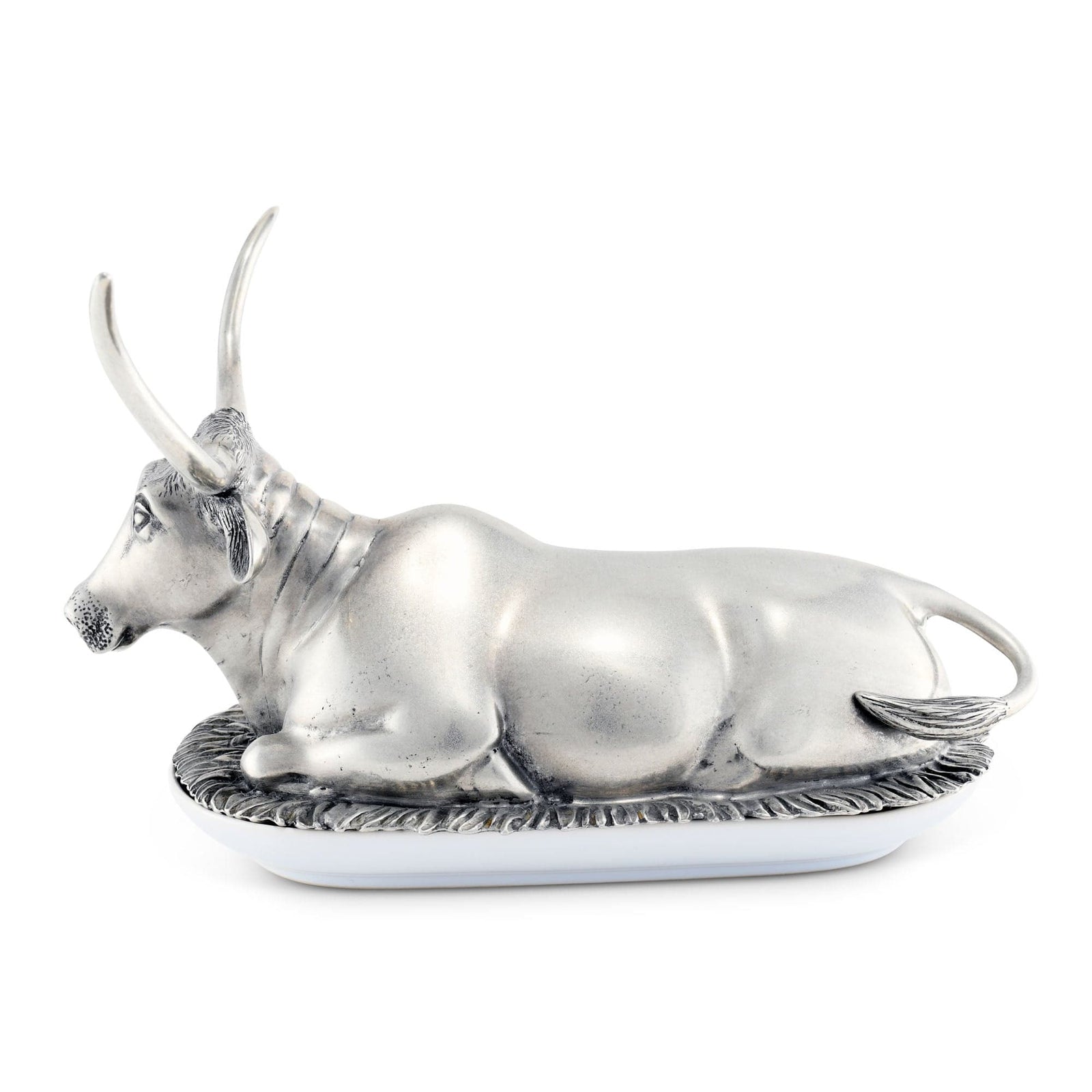 Vagabond House Western Frontier Pewter Longhorn Steer Butter Dish