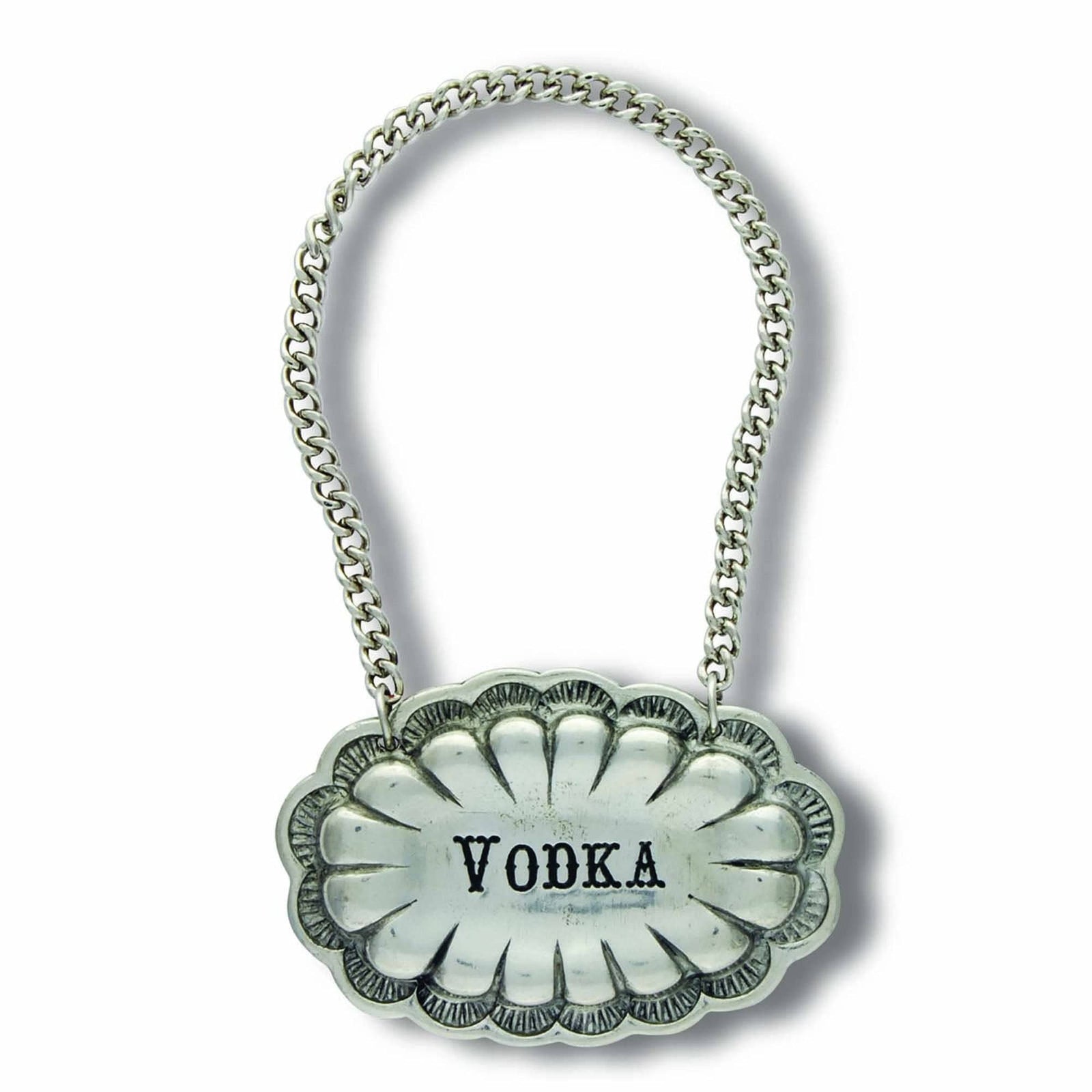 Vagabond House Western Frontier Vodka Pewter Western Decanter Tags