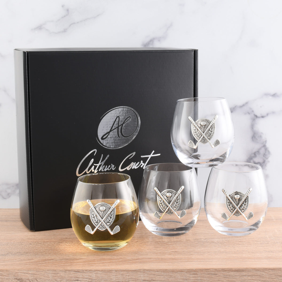 Golf  Stemless Wine Glasses - Set of 4