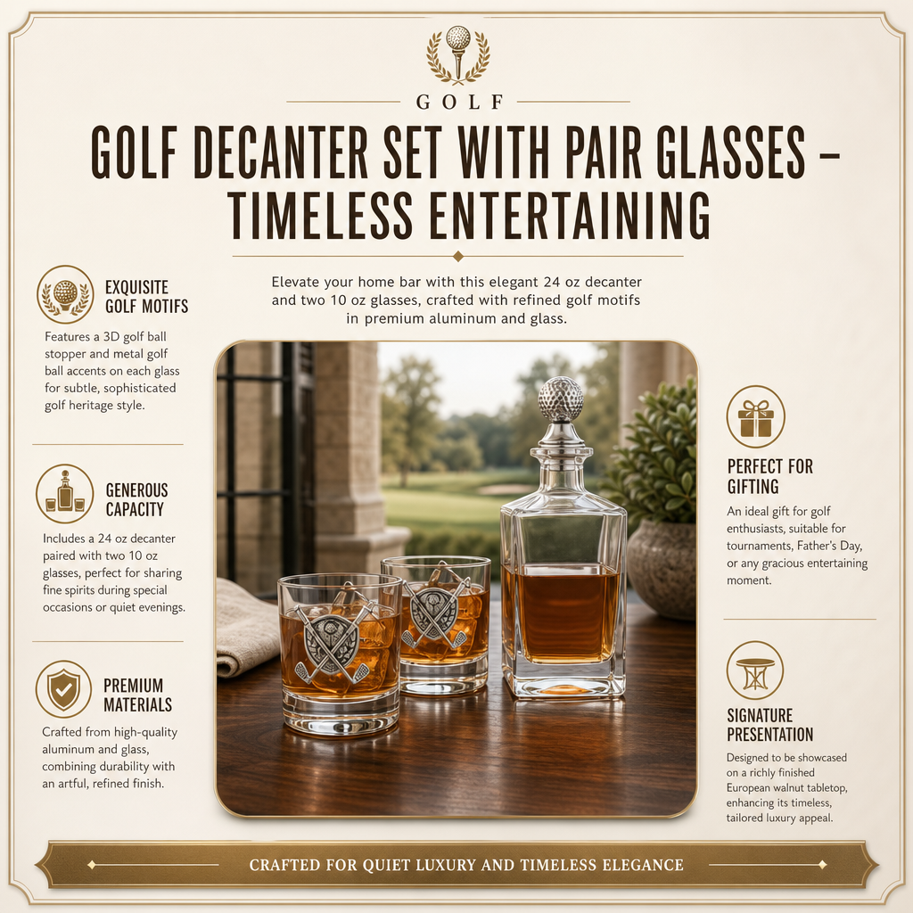 Golf Decanter Set with Pair Glasses 12
