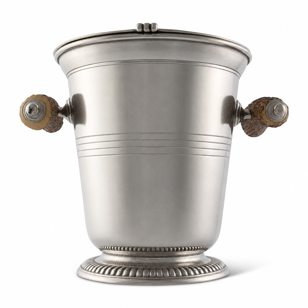 Pewter Ice Bucket with Antler Handles 1
