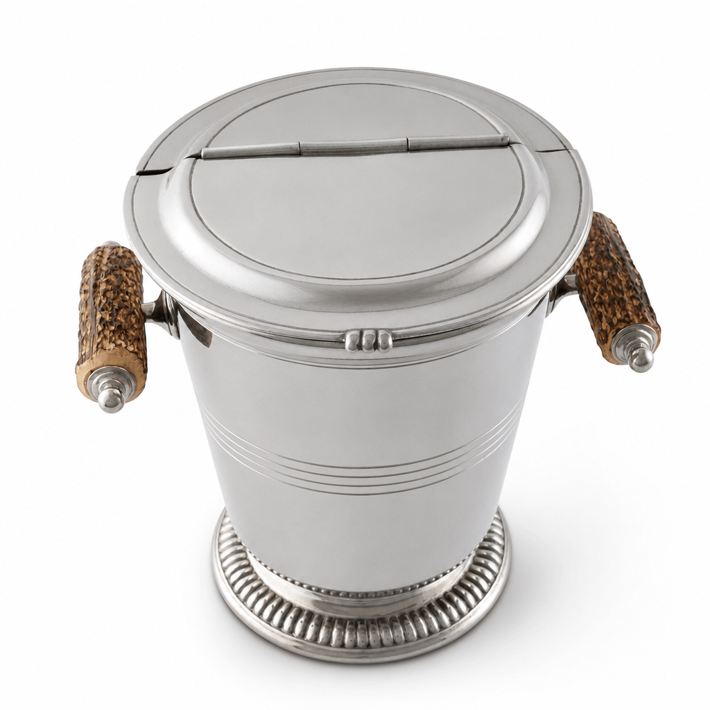 Pewter Ice Bucket with Antler Handles 10