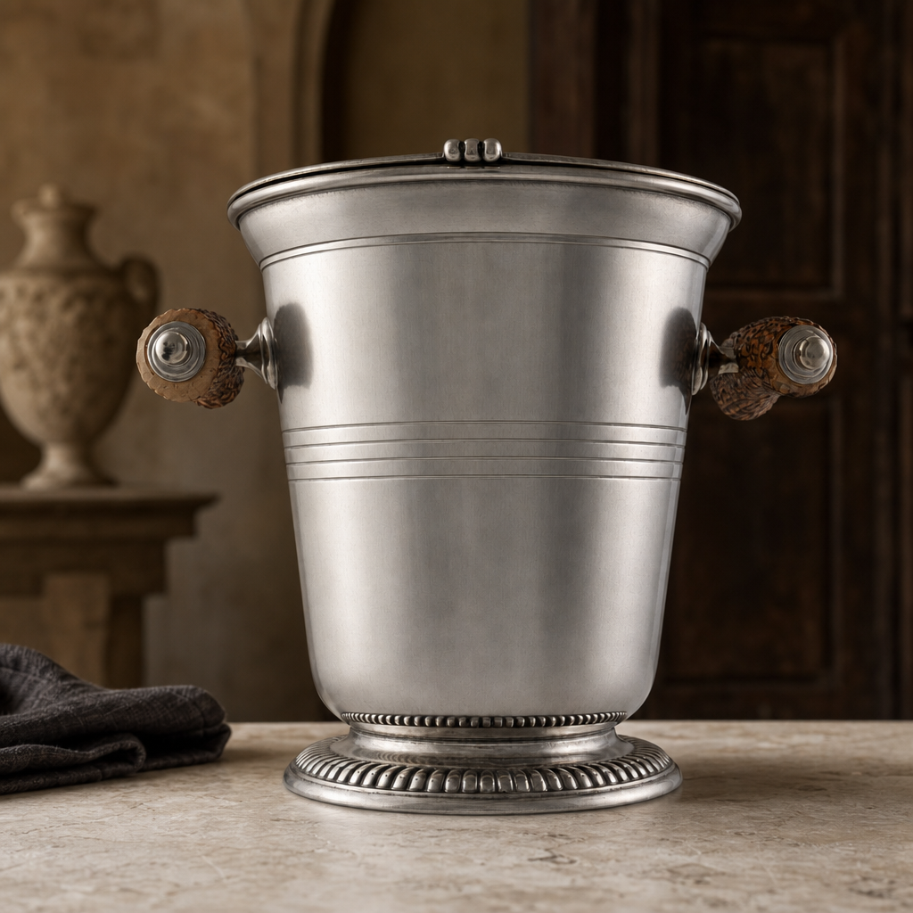 Pewter Ice Bucket with Antler Handles 2