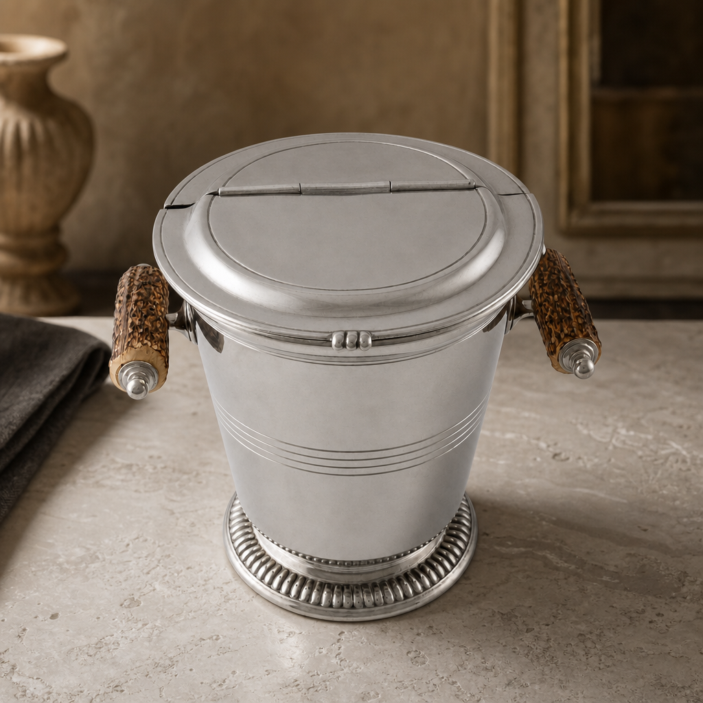 Pewter Ice Bucket with Antler Handles 3