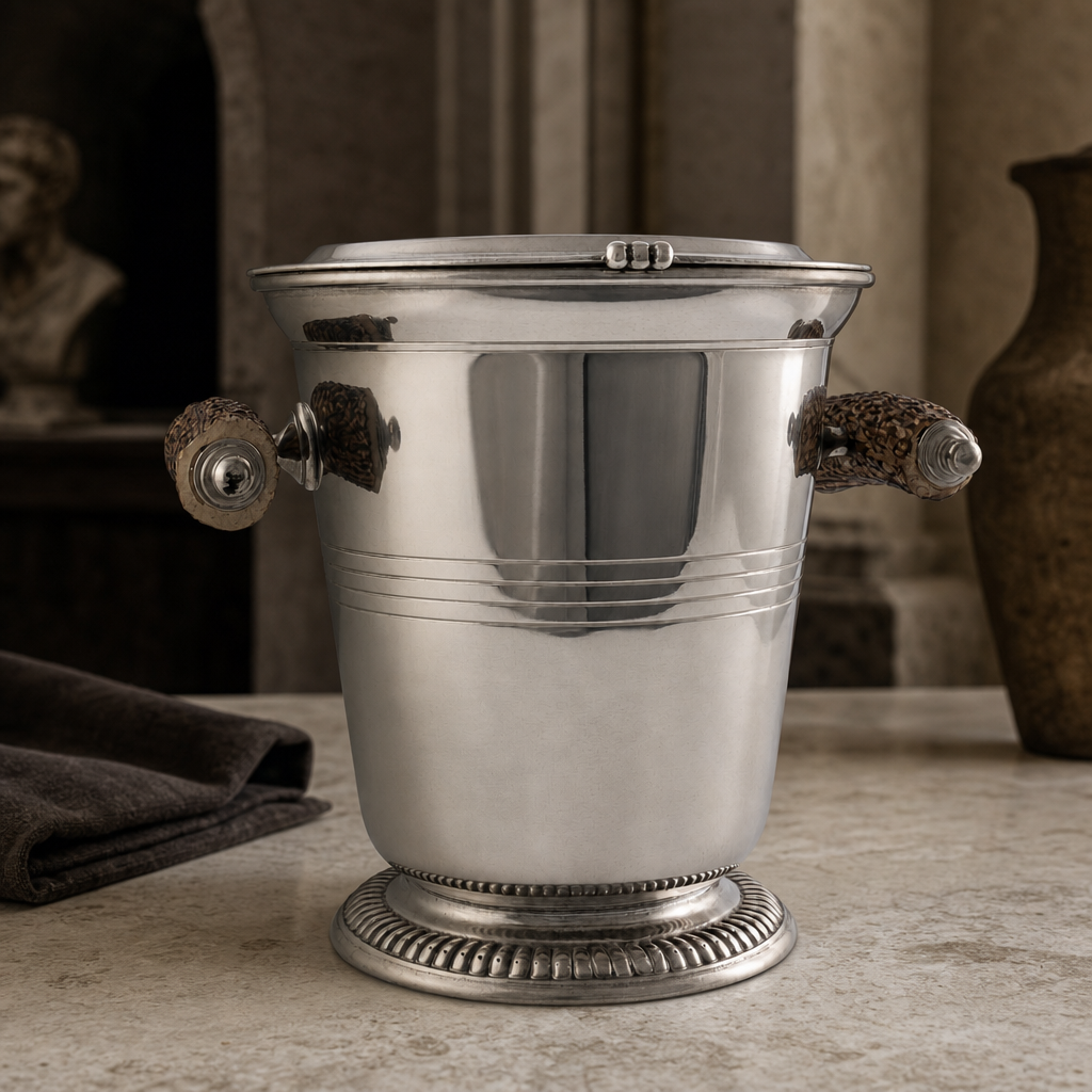 Pewter Ice Bucket with Antler Handles 5