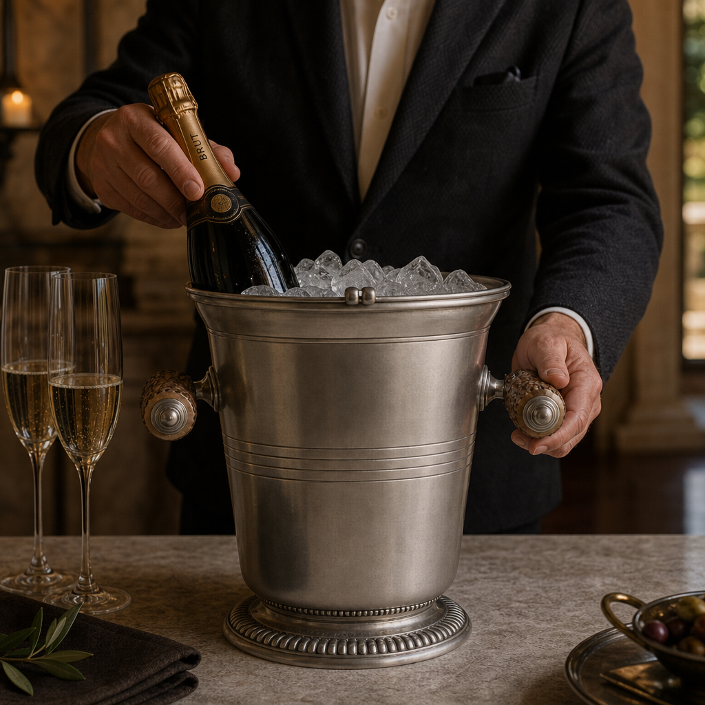 Pewter Ice Bucket with Antler Handles 6