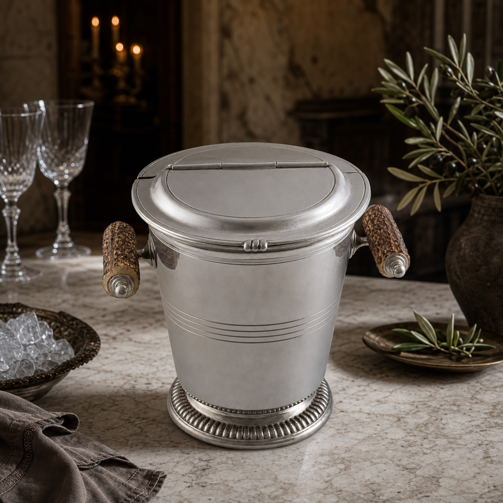 Pewter Ice Bucket with Antler Handles 7