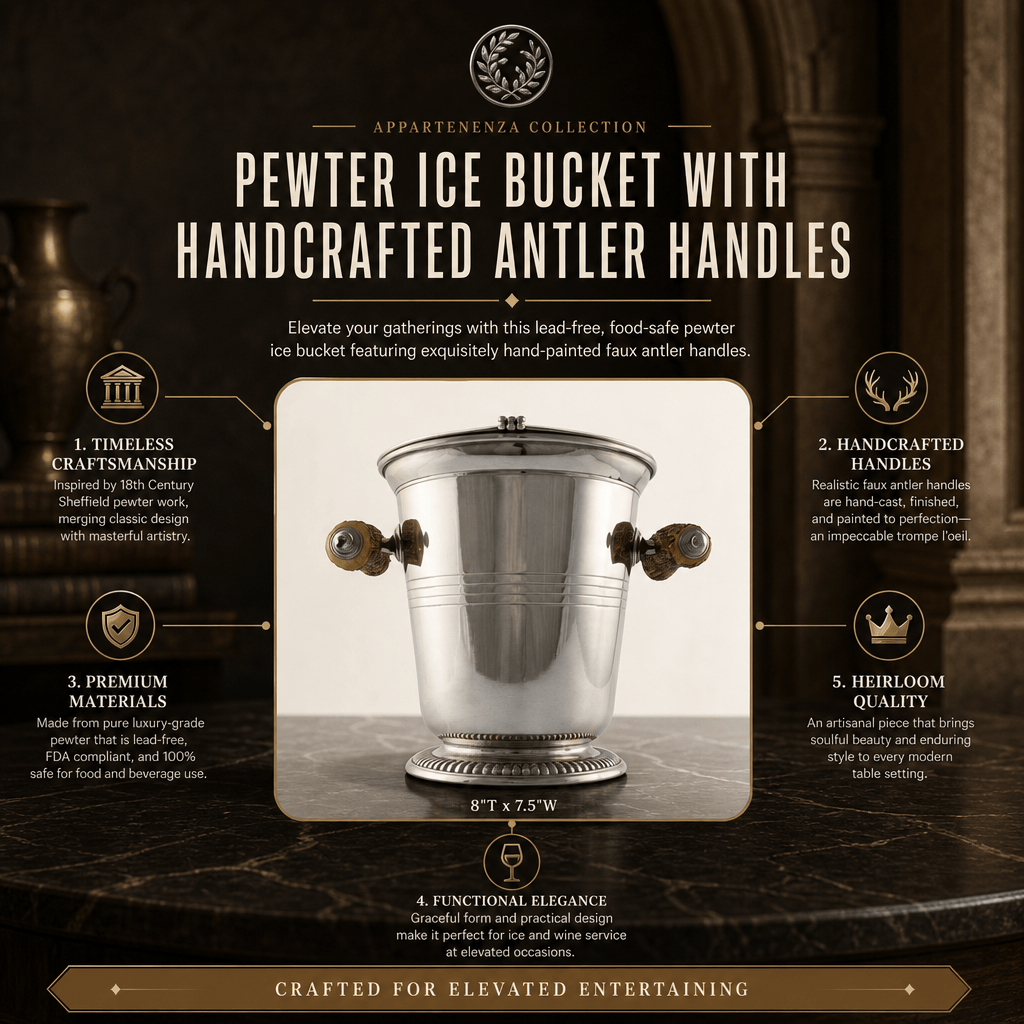 Pewter Ice Bucket with Antler Handles 1