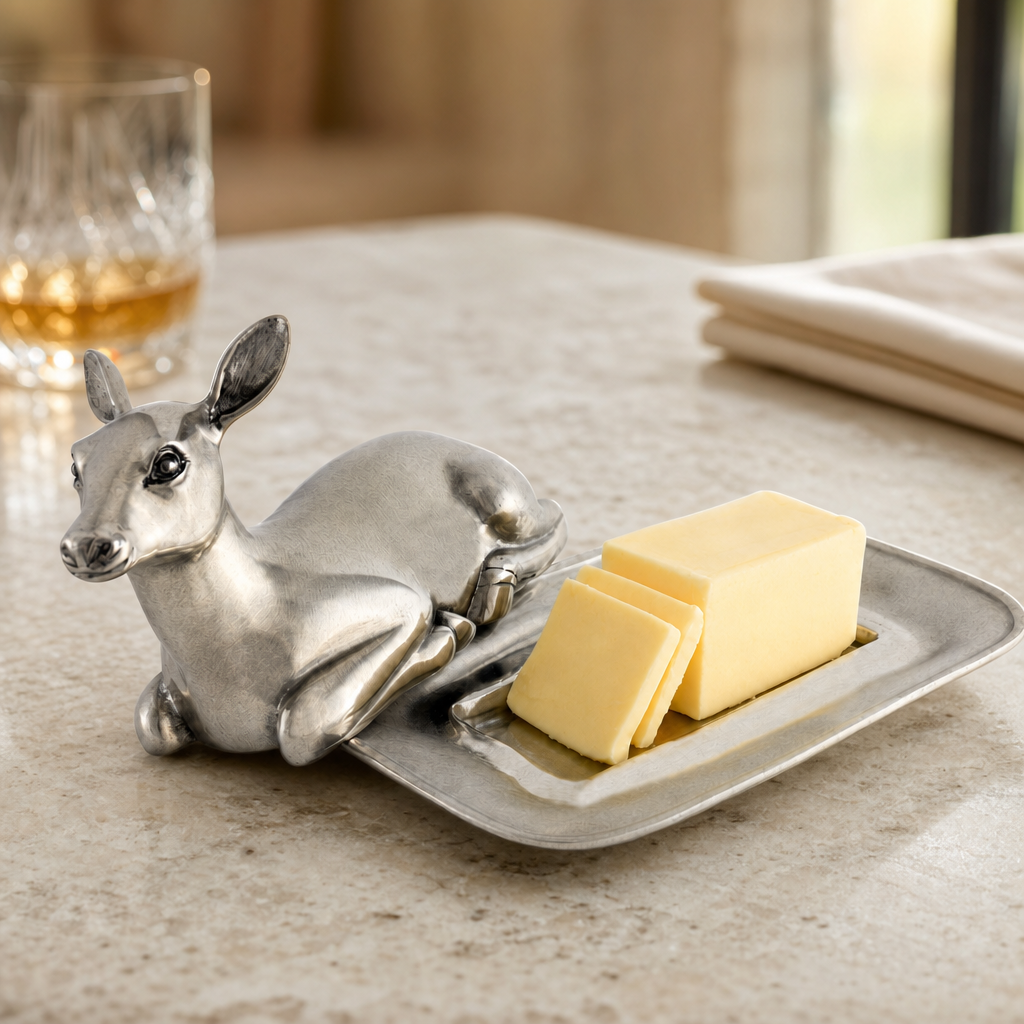 Pewter Doe Butter Dish 2