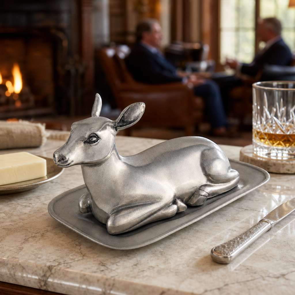 Pewter Doe Butter Dish 7