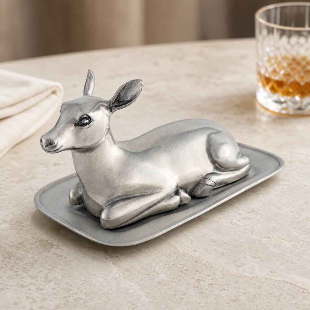 Pewter Doe Butter Dish 3