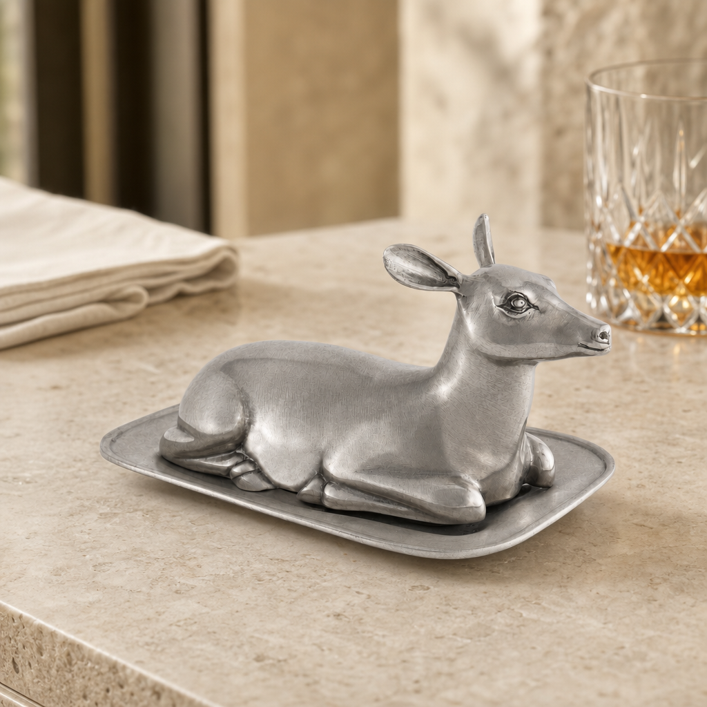 Pewter Doe Butter Dish 5