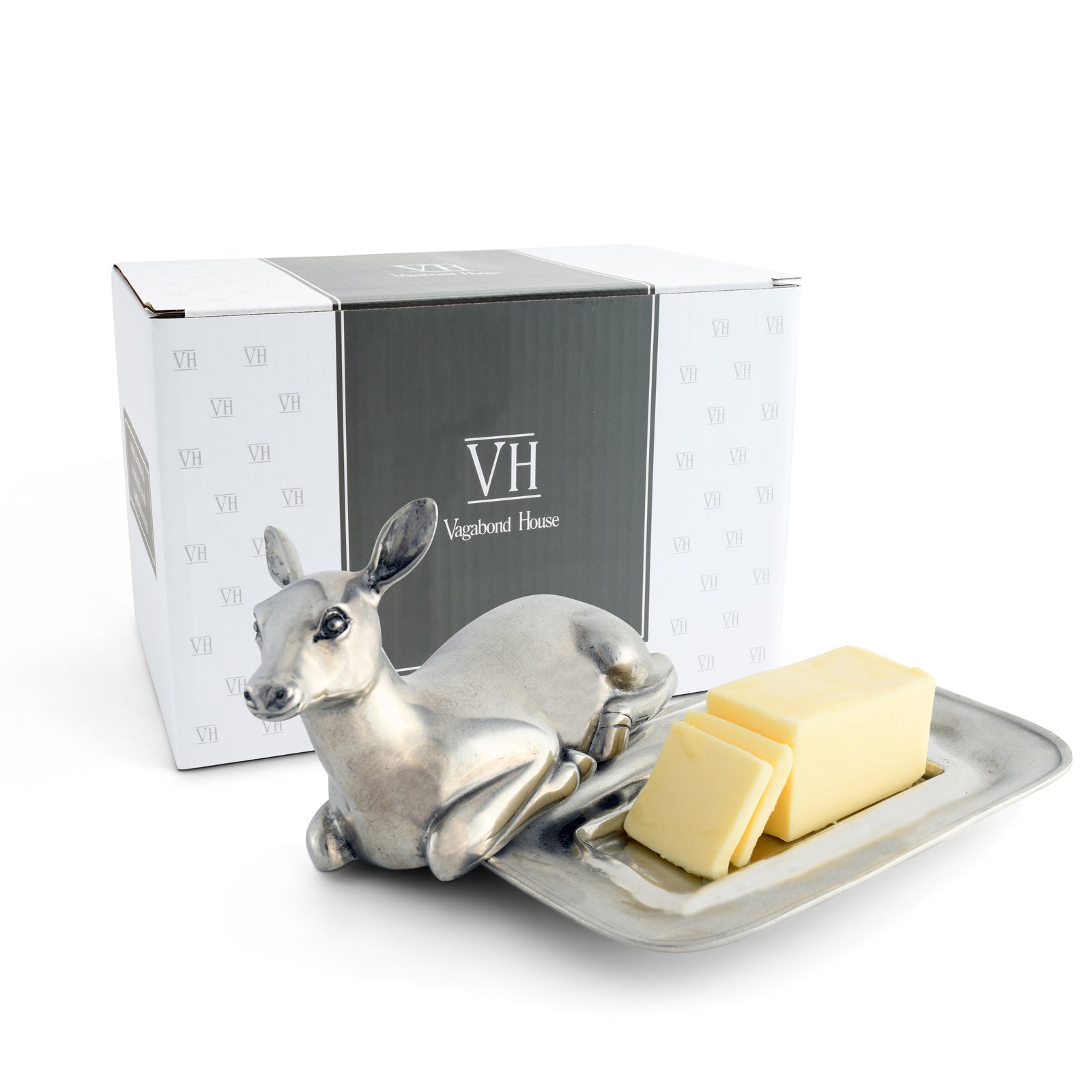 Pewter Doe Butter Dish 10