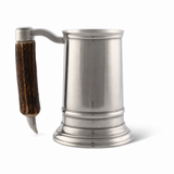 Straight English Pewter Mug Composite Antler Handle 1