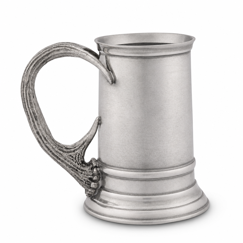 Pewter English Mug with Pewter Antler Handle 1