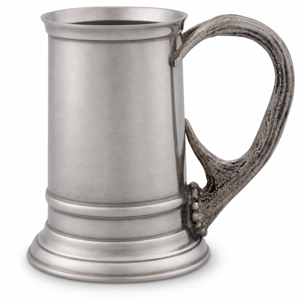 Pewter English Mug with Pewter Antler Handle 8