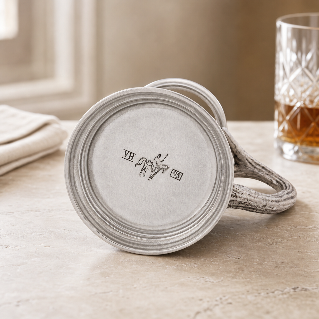 Pewter English Mug with Pewter Antler Handle 4