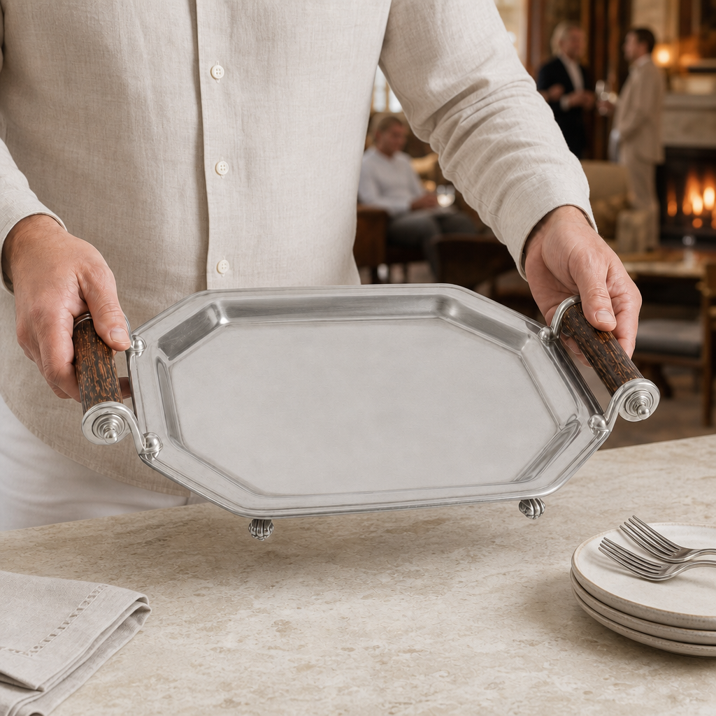 Parlor Tray with Composite Antler Handles 7