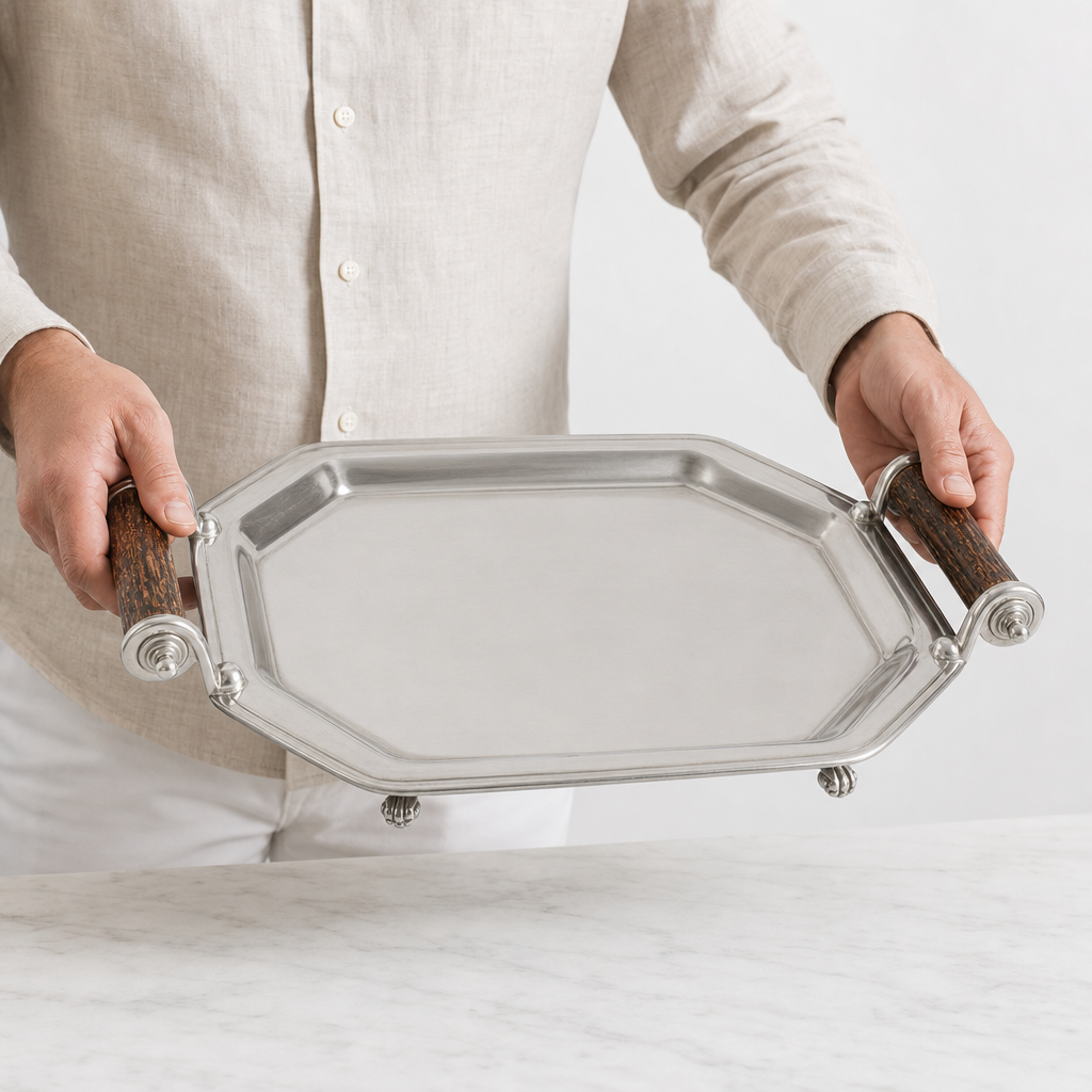 Parlor Tray with Composite Antler Handles 10