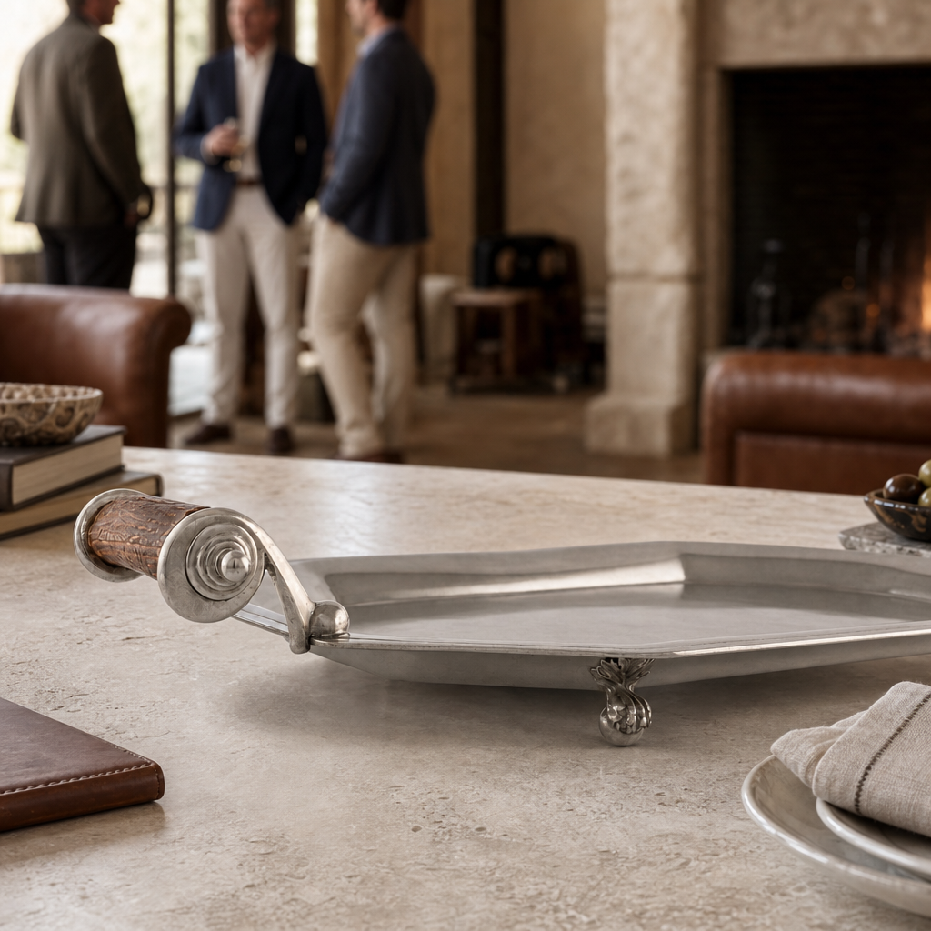 Parlor Tray with Composite Antler Handles 9
