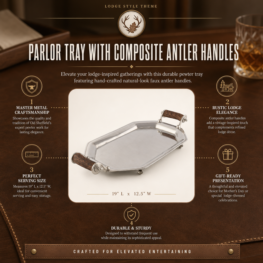 Parlor Tray with Composite Antler Handles 11