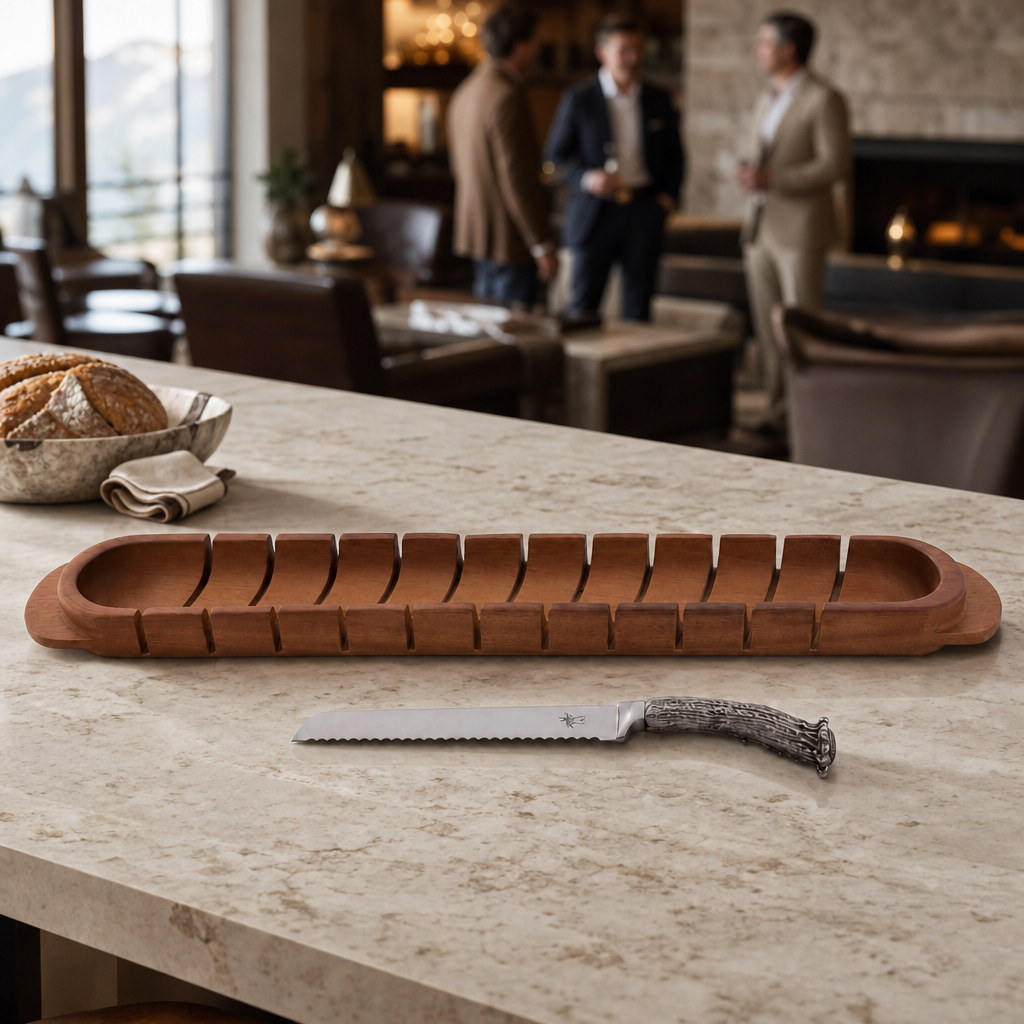 Baguette Board with Antler Bread Knife 6