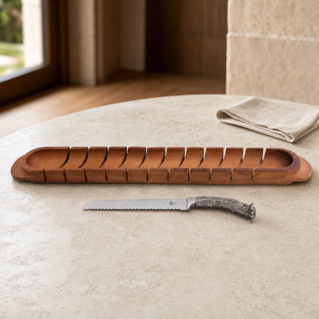 Baguette Board with Antler Bread Knife 2